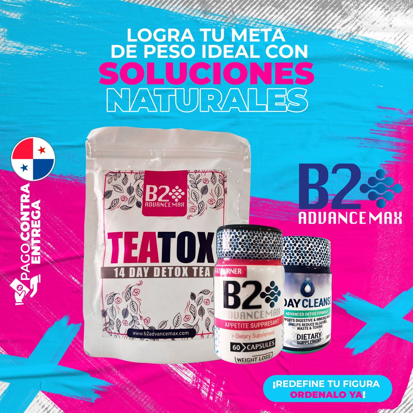 B2 + DETOX + TEATOX QUEMADOR DE GRASA, LIMPIA EL ORGANISMO Y DESINTOXICA TU CUERPO