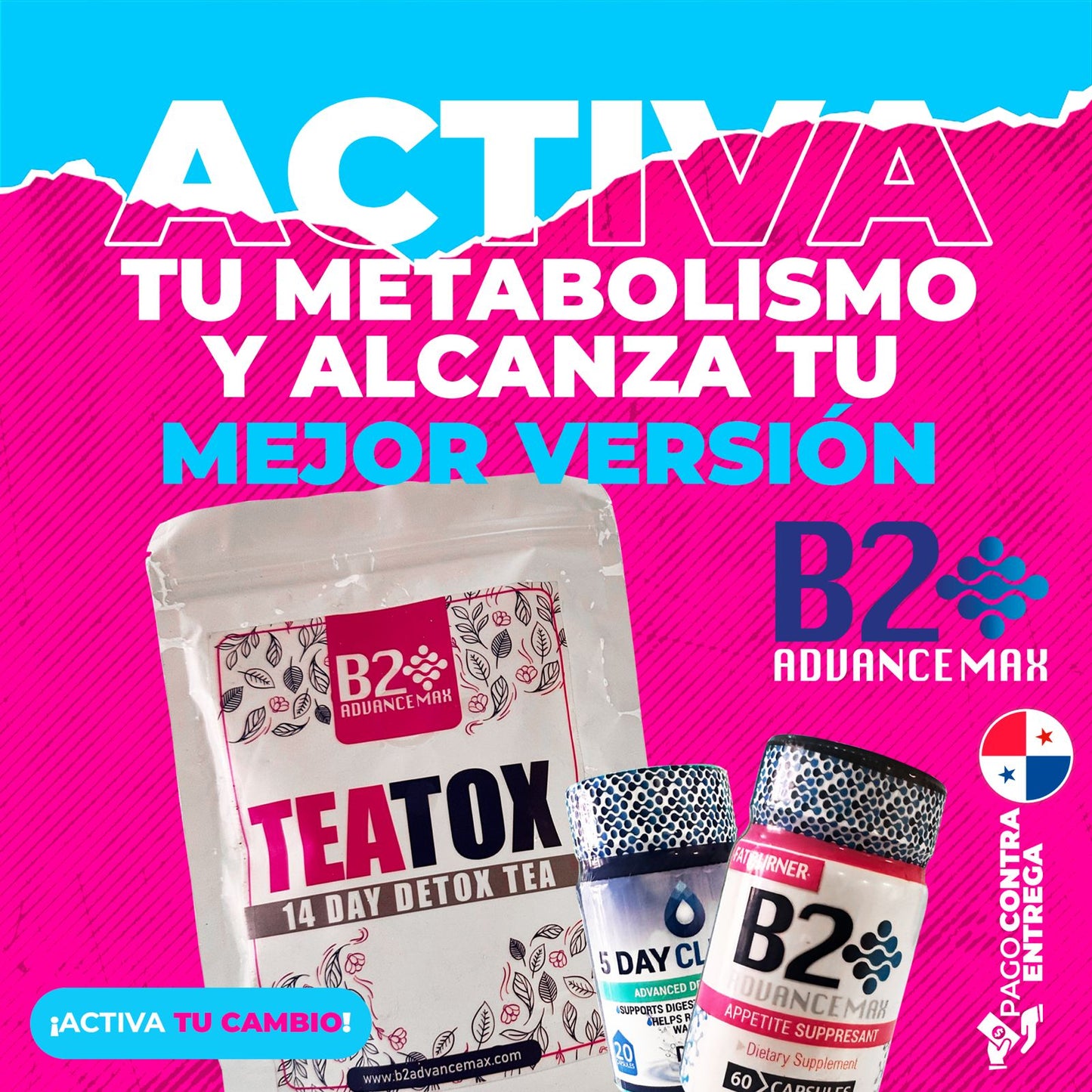 B2 + DETOX + TEATOX QUEMADOR DE GRASA, LIMPIA EL ORGANISMO Y DESINTOXICA TU CUERPO